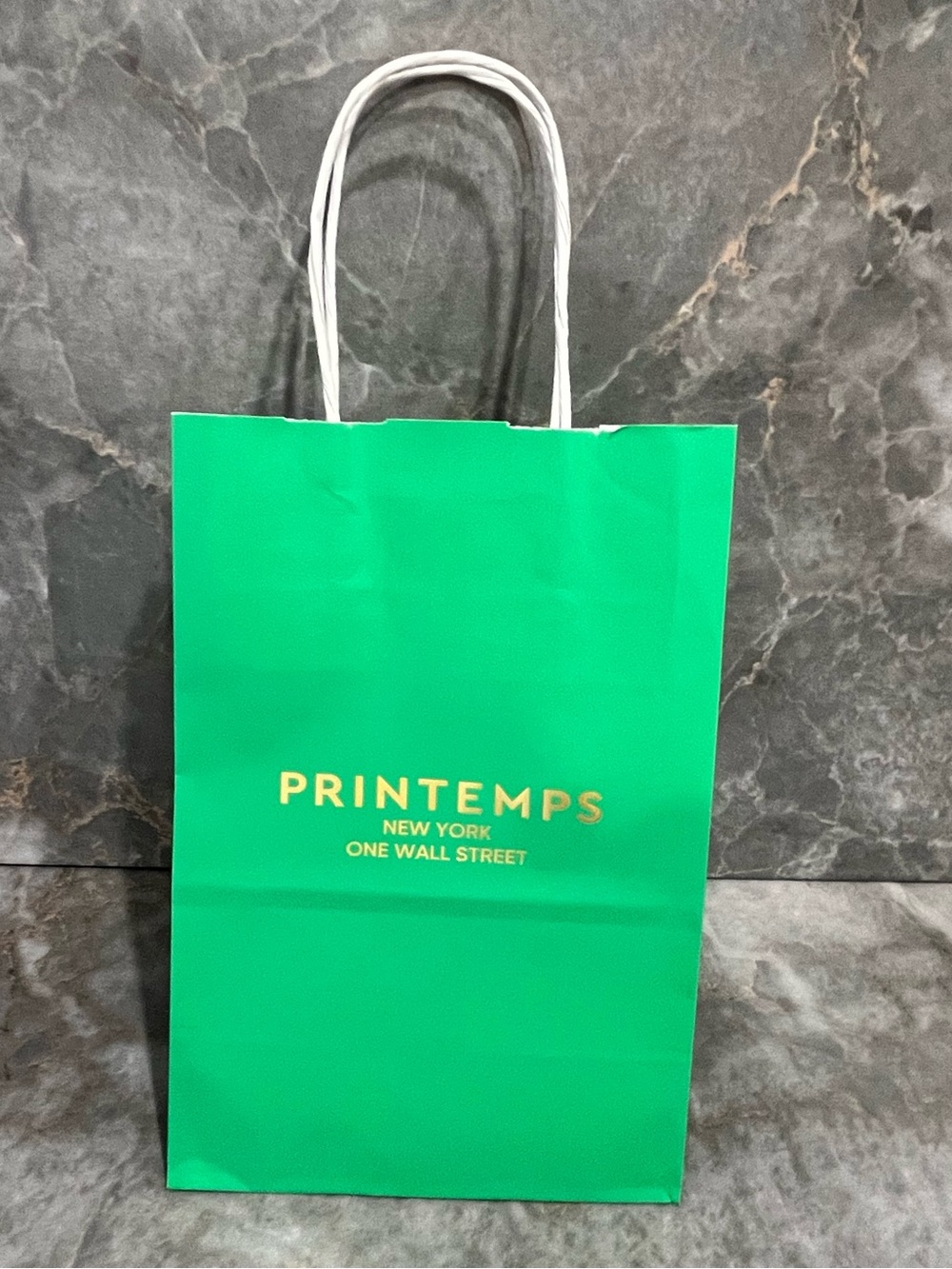$2/ Printemps Paris Green Gift Bag with Gold Logo